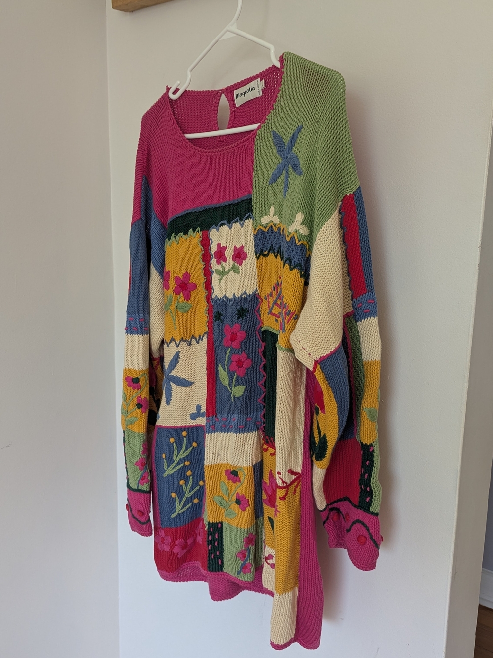 Multicolor Patchwork Floral Knit Sweater - Picture 4 of 5